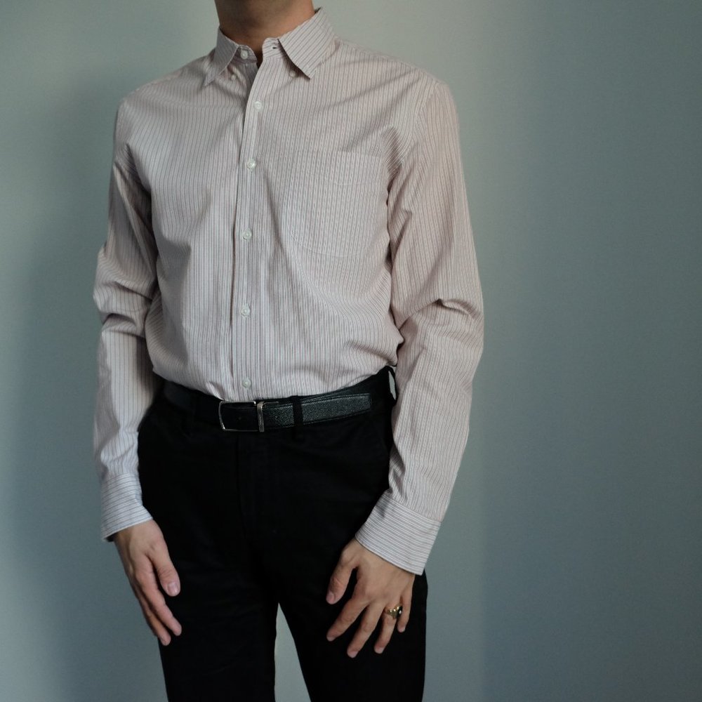 Black and Pink Pinstripe J.Crew Work Shirt Medium